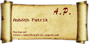 Asbóth Patrik névjegykártya